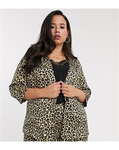 Атласный пиджак от комплекта с леопардовым принтом Simply be
