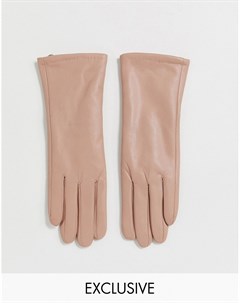Эксклюзивные розовые перчатки из искусственной кожи со вставками для сенсорных экранов London My accessories