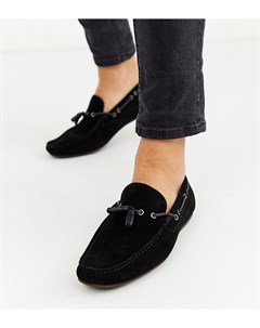 Черные замшевые мокасины для широкой стопы со шнурком Asos design