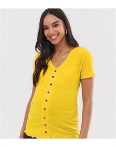 Желтая футболка в рубчик на пуговицах New look maternity
