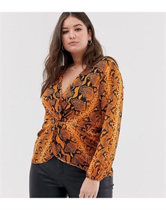 Топ с длинными рукавами и змеиным принтом ASOS DESIGN Curve Asos curve