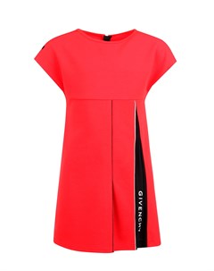 Красное платье со встречной складкой и логотипом Givenchy