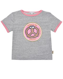 Серая футболка из хлопка с розовой отделкой Little marc jacobs