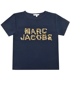 Черная футболка с логотипом из бисера Little marc jacobs