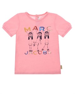 Розовая футболка с рукавами фонариками Little marc jacobs