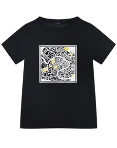 Черная футболка с принтом карта города Il gufo