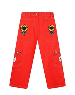Красные джинсы с вышивкой Stella mccartney