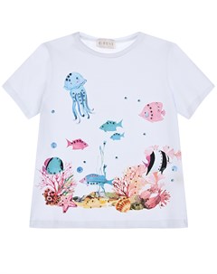 Белая футболка с принтом рыбки детская Eirene
