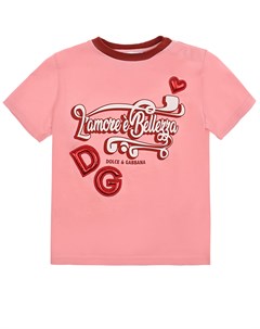 Розовая футболка с аппликациями детская Dolce&gabbana