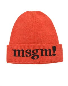Красная шапка с логотипом на отвороте детская Msgm
