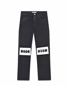 Черные джинсы с логотипом и разррезами детские Msgm