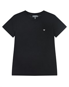 Черная футболка с вышивкой пчела детская Dior