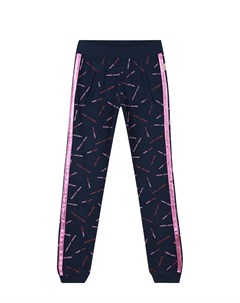Черные спортивные брюки с розовыми лампасами детские Little marc jacobs
