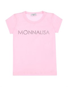 Розовая футболка со стразами детская Monnalisa