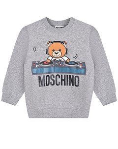 Серый свитшот с принтом Teddy Bear и логотипом детский Moschino