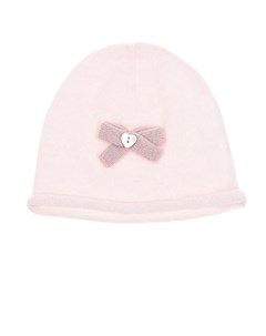 Розовая шапка с бантом из шерсти и кашемира детская Per te