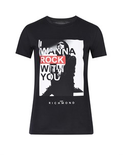 Черная футболка с принтом I wanna rock with you John richmond