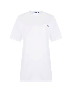 Белая футболка с вышитыми надписями Sjyp