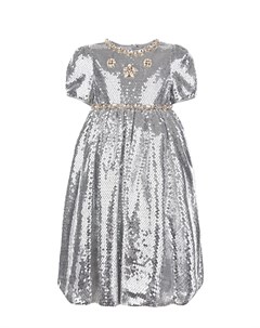 Серебристое платье с пайетками и кристаллами детское Dolce&gabbana