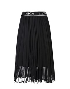 Черная юбка миди с плиссировкой детская Msgm