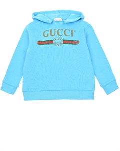 Бирюзовая толстовка худи с логотипом детская Gucci
