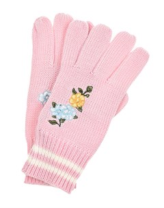 Перчатки с цветочной вышивкой Monnalisa