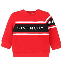 Красный свитшот с полосатым принтом и логотипом детский Givenchy