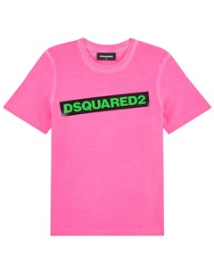 Розовая футболка с зеленым логотипом детская Dsquared2