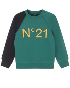 Зеленый свитшот с логотипом детский No21