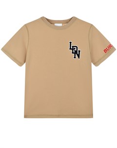Бежевая футболка с патчем LDN детская Burberry