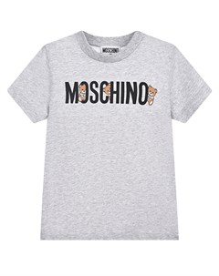 Серая футболка с логотипом и медвежатами детская Moschino