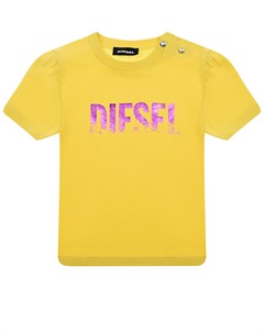 Желтая футболка с логотипом детская Diesel