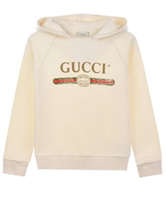 Кремовая толстовка худи с логотипом детская Gucci