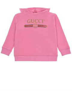 Розовая толстовка худи с логотипом детская Gucci