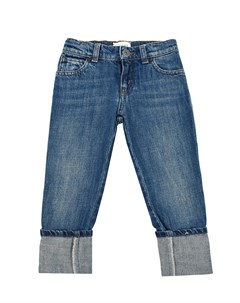 Голубые джинсы с отворотами Gucci