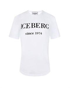 Белая футболка с вышитым логотипом Iceberg