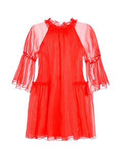 Красное платье из шелка с оборками детское Dior