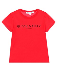 Красная футболка с удлиненным краем детская Givenchy