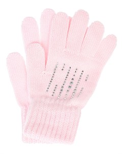 Розовые перчатки из шерсти со стразами Catya