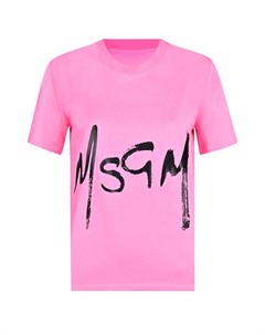 Розовая футболка из хлопка Msgm