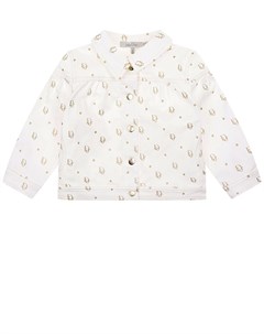 Белая джинсовая куртка с золотым логотипом детская Dior