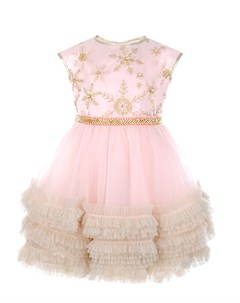 Розовое платье с многоярусной юбкой детское Lesy