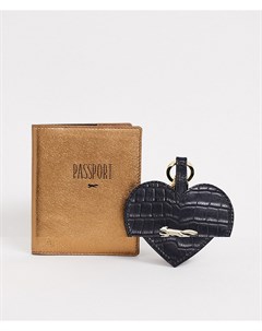 Черная кожаная обложка на паспорт и брелок для ключей Paul costelloe