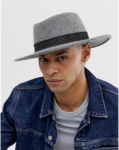 Серая шляпа с широкими полями и лентой в винтажном стиле Asos design