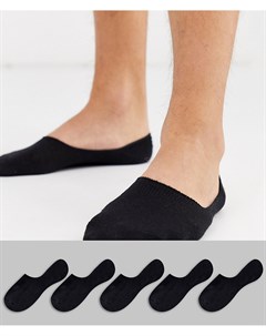 Набор из 5 пар черных носков невидимок New look