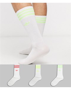 Набор из 3 пар белых носков с неоновой отделкой Adidas originals