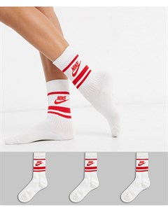 Набор из 3 пар белых носков с красными полосками Nike