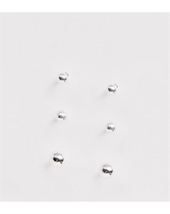 3 пары серебряных сережек гвоздиков Asos design