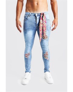 Супер скинни джинсы с заплатками в стиле банданы Boohoo