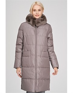 Утепленное пальто с отделкой мехом кролика Le monique